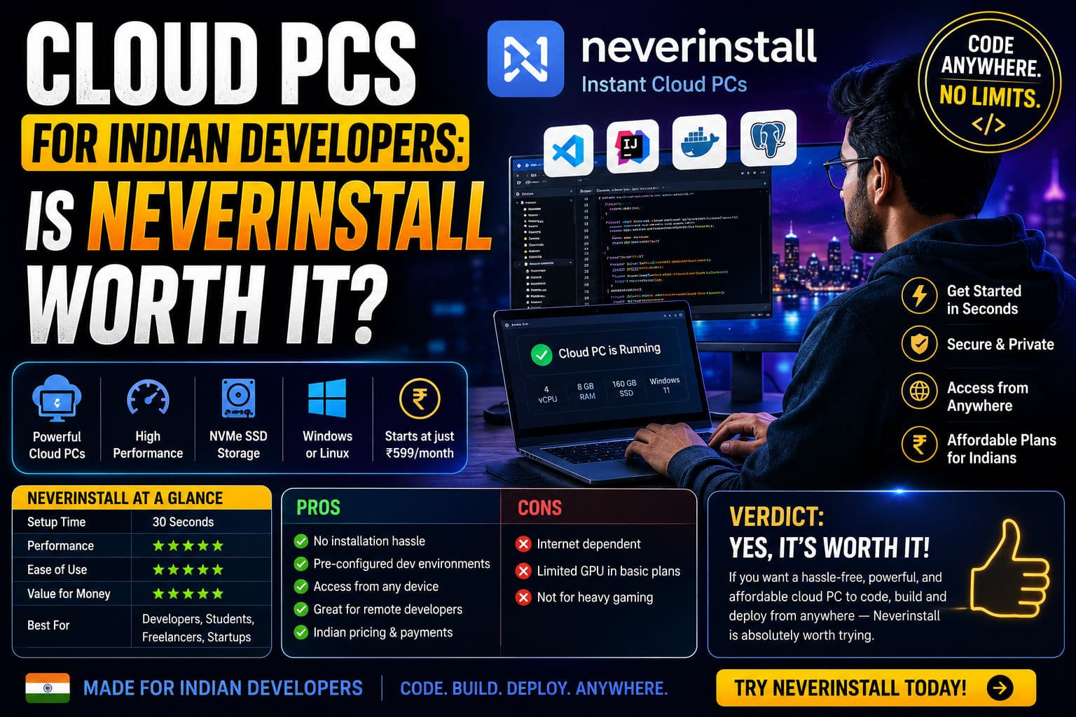 Cloud PCs for Indian Developers: Is Neverinstall Worth It? article hero image