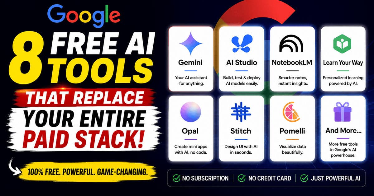 Google's 8 Free AI Tools That Replace Your Entire Paid Stack article hero image