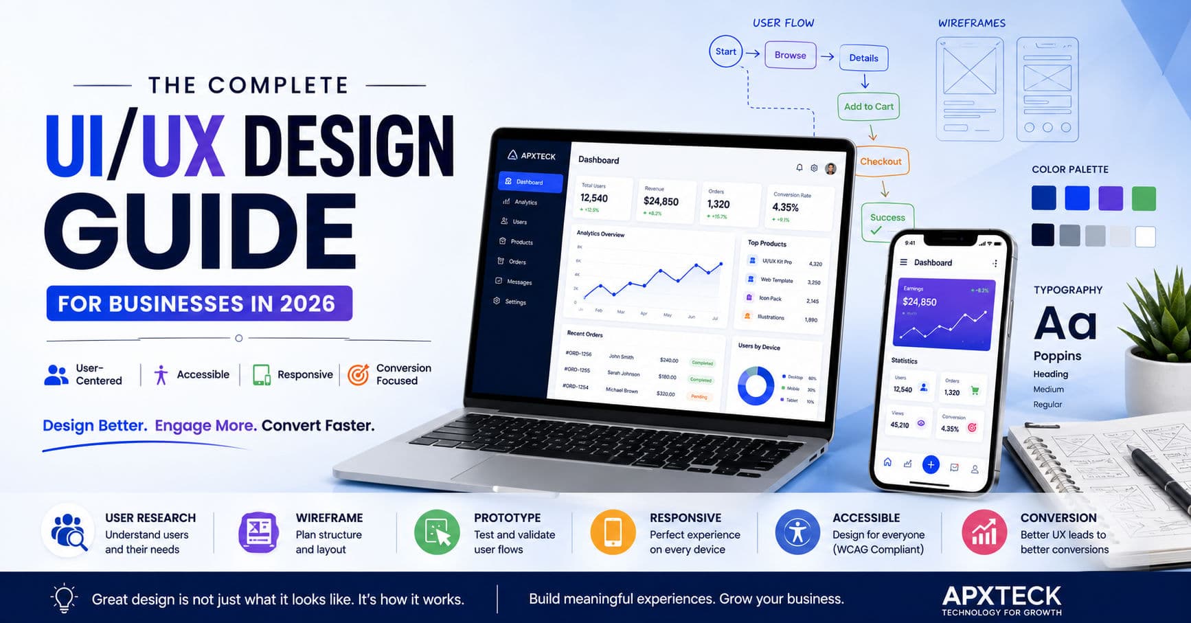 The Complete UI/UX Design Guide for Businesses in 2026: Improve User Experience and Increase Conversions article hero image